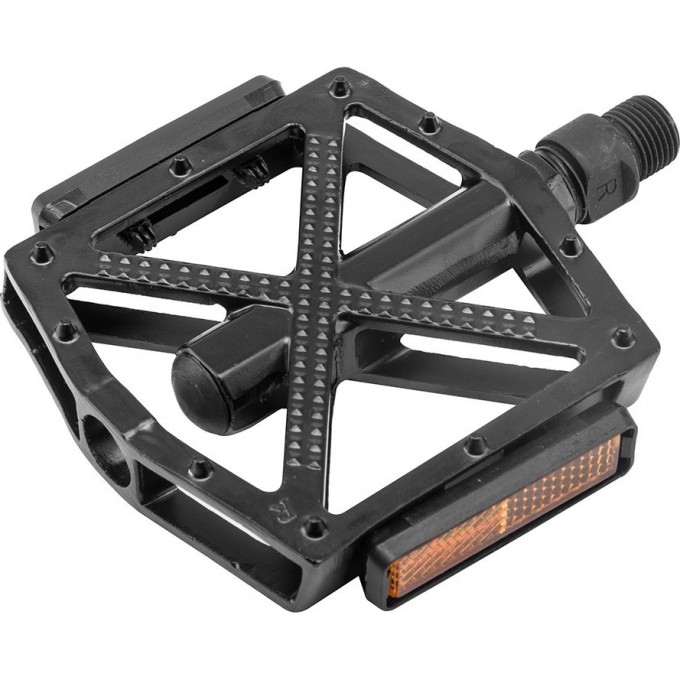 Педали FP-959ZP, ось 9/16" со светоотражателями, алюминиевые чёрные 360145