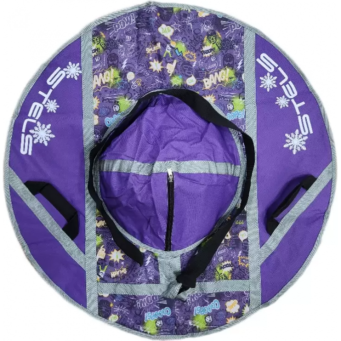 Санки надувные (тюбинг) STELS 110 см ткань с рисунком без камеры СН030, серый/фиолетовый+BANG! 2007000053607 Санки надувные (тюбинг) STELS 110 см ткань с рисунком без камеры СН030, серый/фиолетовый+BANG! 2007000053607