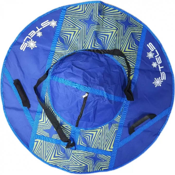 Санки надувные (тюбинг) STELS 110 см ткань с рисунком без камеры СН030, синий/синий+зеленые абстракции 2007000054130 Санки надувные (тюбинг) STELS 110 см ткань с рисунком без камеры СН030, синий/синий+зеленые абстракции 2007000054130