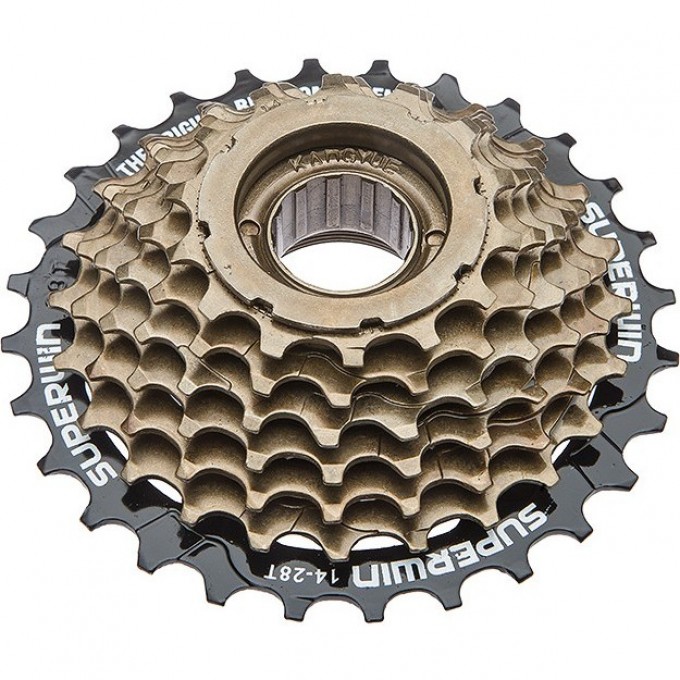 Трещотка KFW-774 SUPERWIN (14-28 зубьев) 7 скоростей, чёрно-коричневая 520092