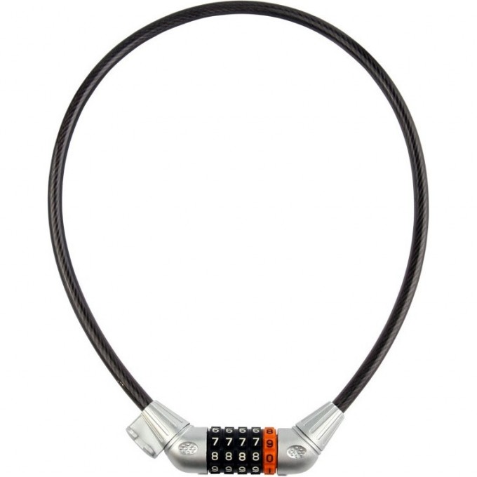Трос-замок 84606, 10х800 мм, с кодовым замком, чёрно-серебристый 540006 Трос-замок 84606, 10х800 мм, с кодовым замком, чёрно-серебристый 540006