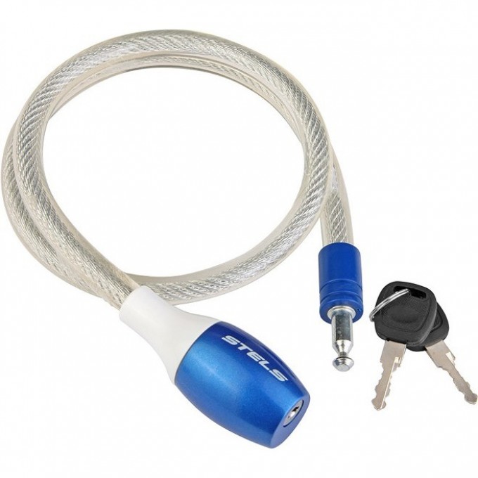 Трос-замок STELS 84353, 12х800 мм, сине-стальной 540018 Трос-замок STELS 84353, 12х800 мм, сине-стальной 540018