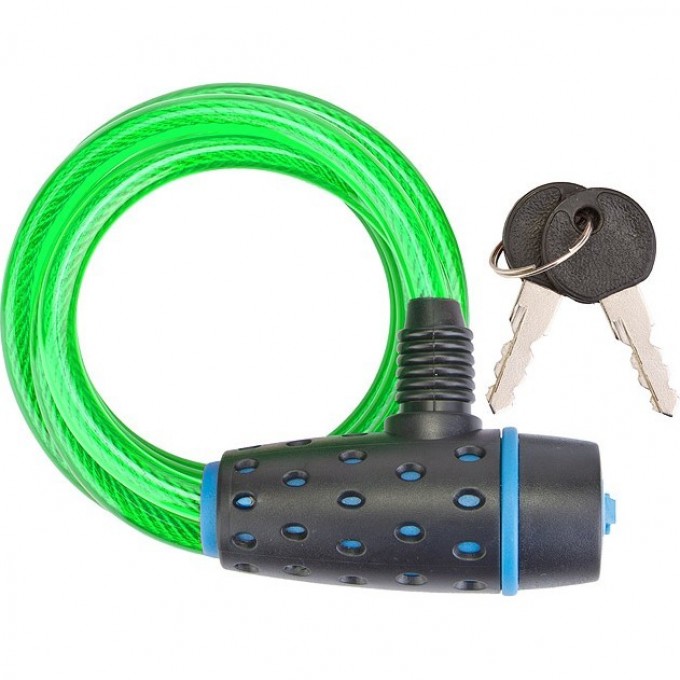 Трос-замок STELS 87318, 8х1800 мм, чёрно-зелёный 540057 Трос-замок STELS 87318, 8х1800 мм, чёрно-зелёный 540057