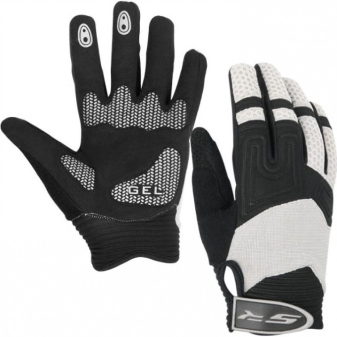 Велоперчатки STELS PDM-365 для MTB полноразмерные серо-чёрные p.L 380058